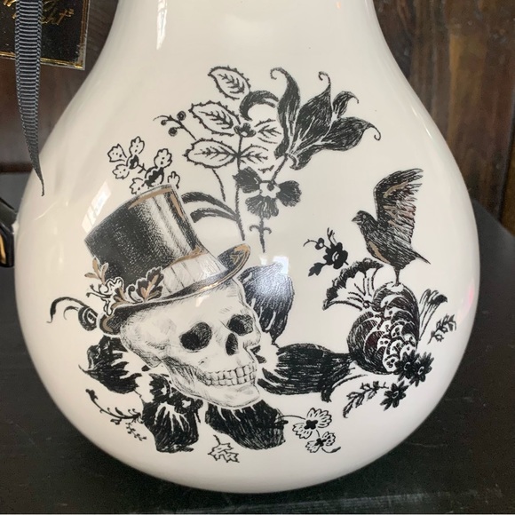 Spooky Night Dapper Skeletons 88oz Halloween Pitcher Skulls Flowers Crow - Picture 13 of 16